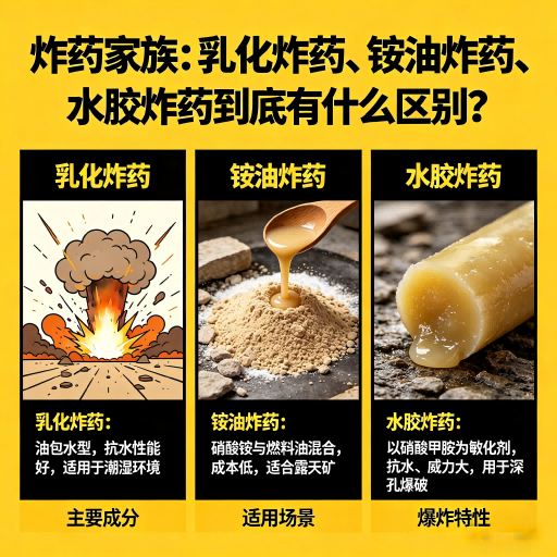 呼和浩特炸药家族：乳化炸药、铵油炸药、水胶炸药到底有什么区别？